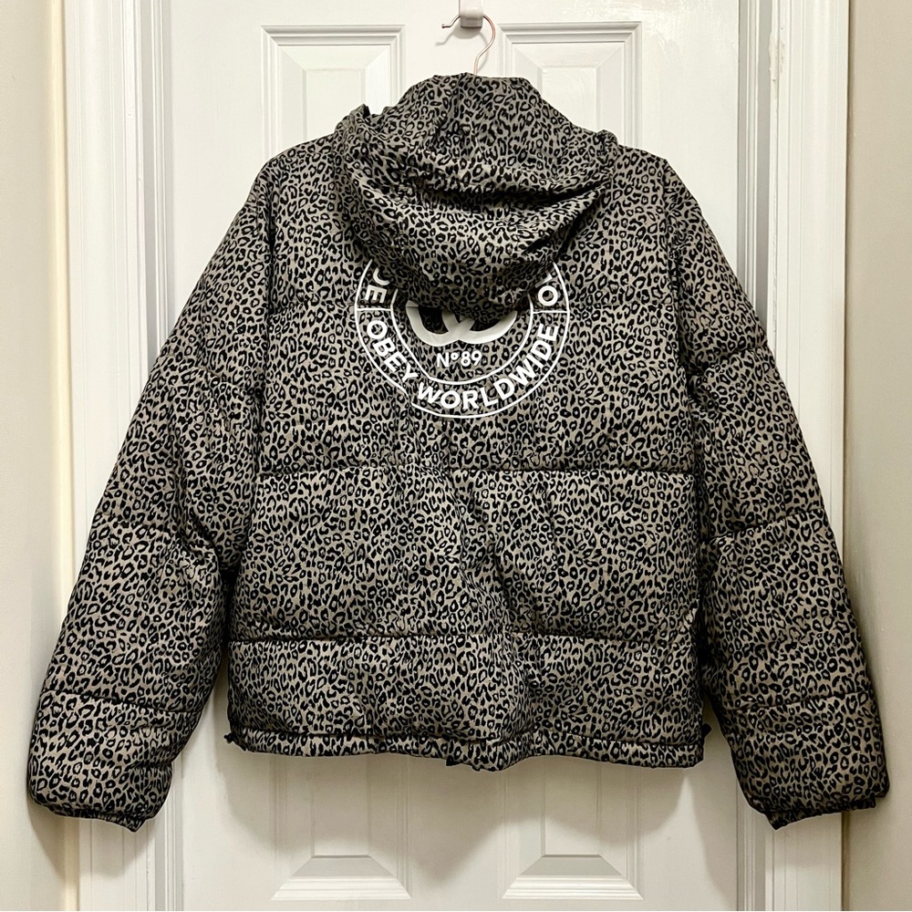 Obey Ruby Leopard Print Puffer Jacket | Size Small - image 4